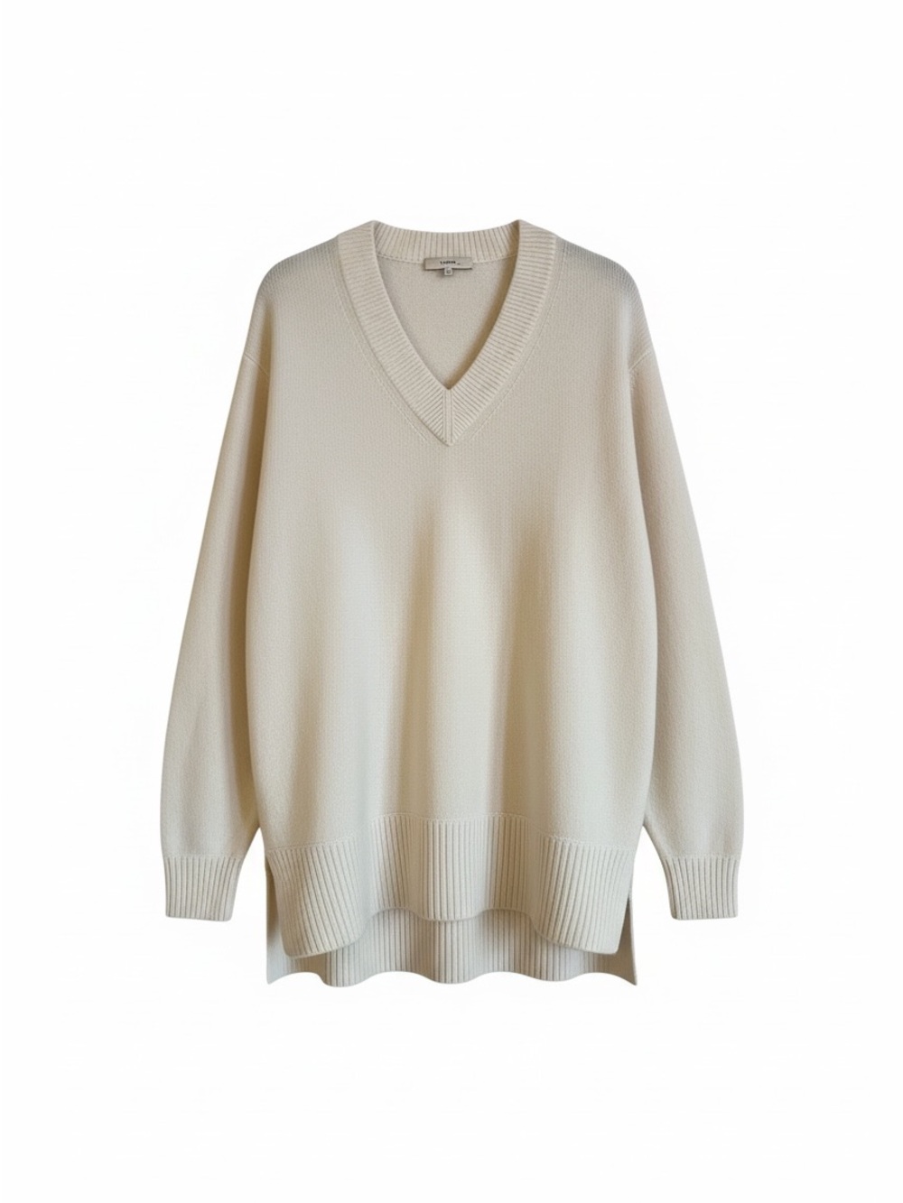 Vince Cream V-Neck Oversized Knit Sweater